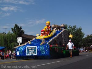 A float depicting floating down the river on a rubber raft in the Days of '47 Parade 2016 in Salt Lake City, Utah