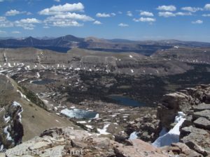 Views down toward Naturalist Basin from the peak of Mt. Agassiz, Uinta Mountains, Utah