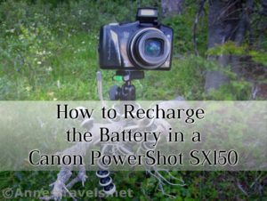 How to recharge the battery in a Canon PowerShot SX150 to fix the time and date