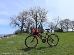 A bicycle parked at B. Forman Park in Pultneyville, New York