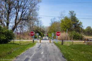 A road crossing on the Peanut Line of the Clarence Pathways in western New York