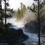 Cascades of the Firehole River on a misty morning, Yellowstone National Park, Wyoming