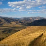 Hiking down from the Fossil Forest above the Lamar Valley, Yellowstone National Park, Wyoming